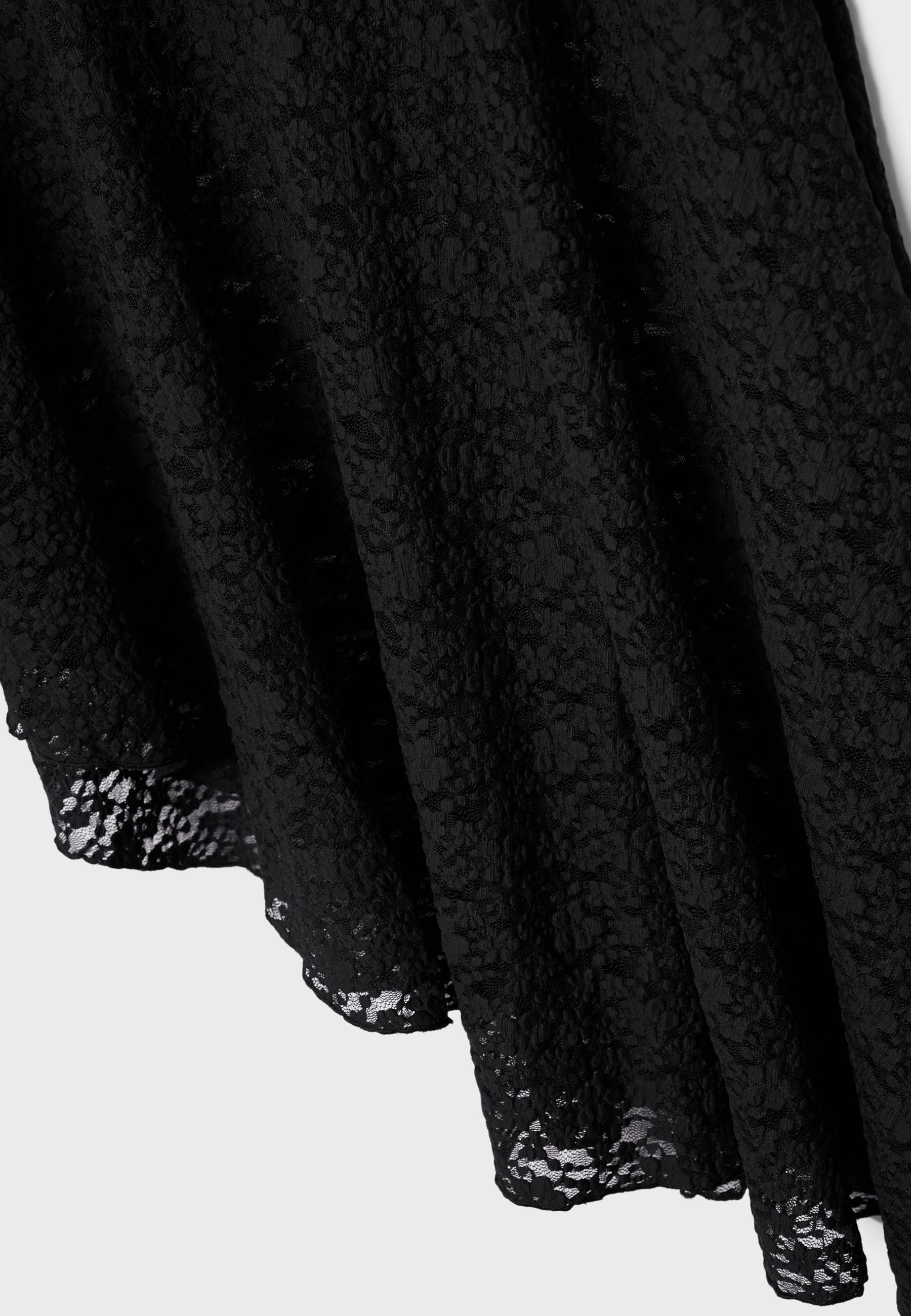 Asymmetric lace midi skirt — Black