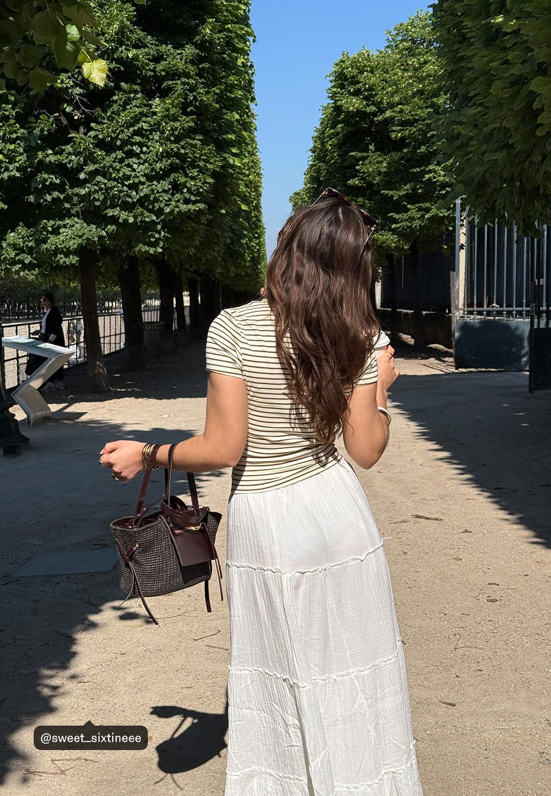 Flowing panelled midi skirt — White