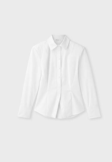 Poplin shirt with padded shoulders — White 7