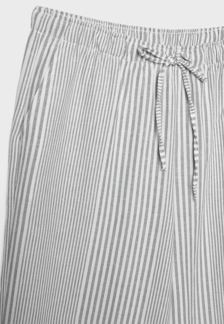 Dökümlü çizgili keten karışımlı pantolon_7
