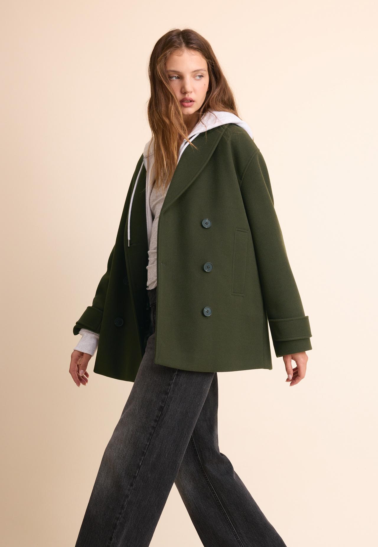 Short shawl neck coat — Khaki