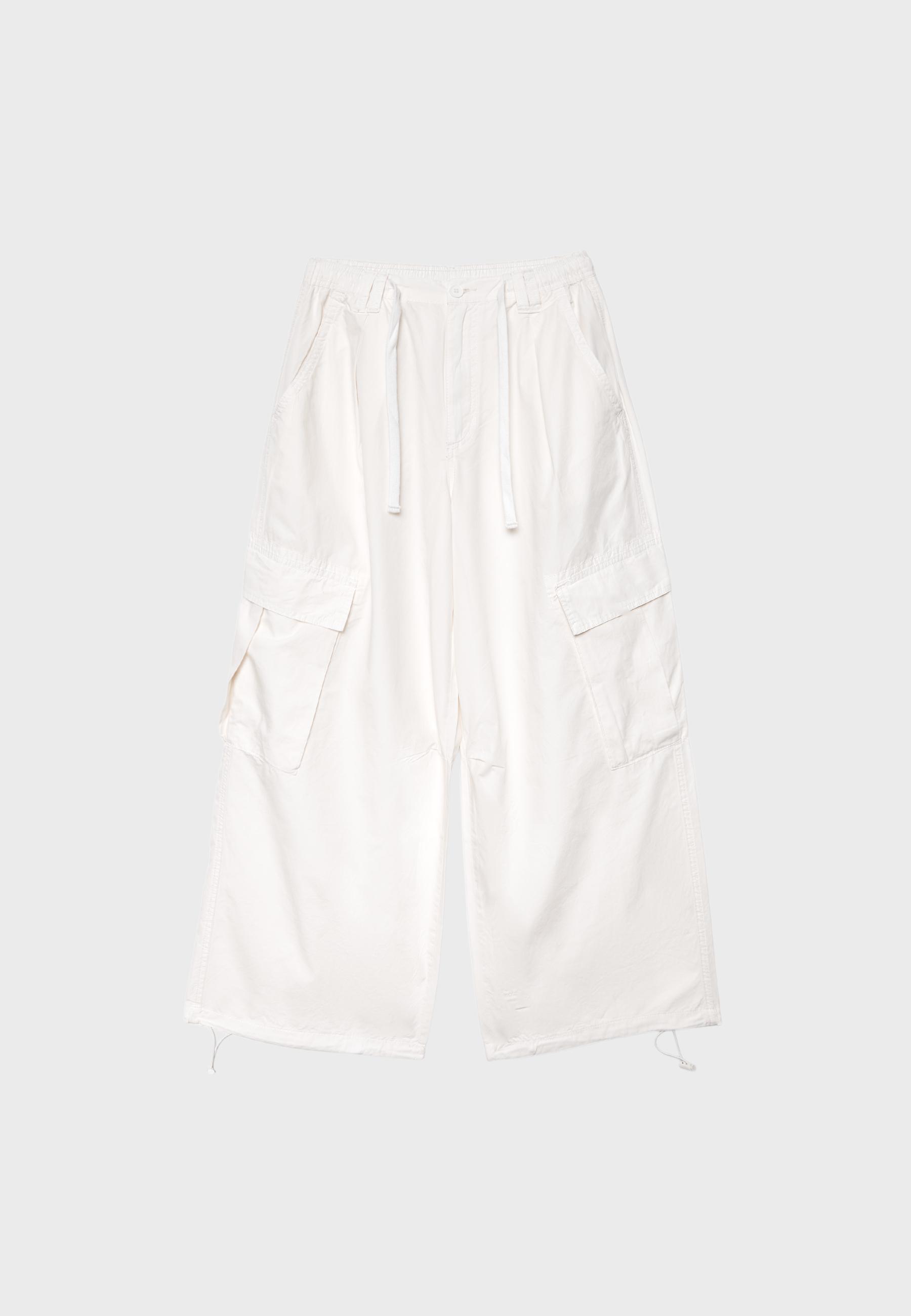 Poplin trousers with stoppers — Vanilla