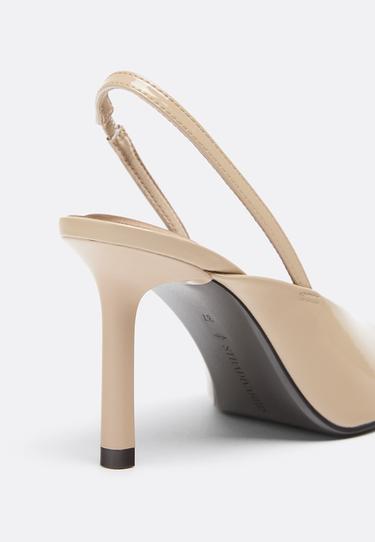 Slingback v-neck heeled shoes — TAUPE 3