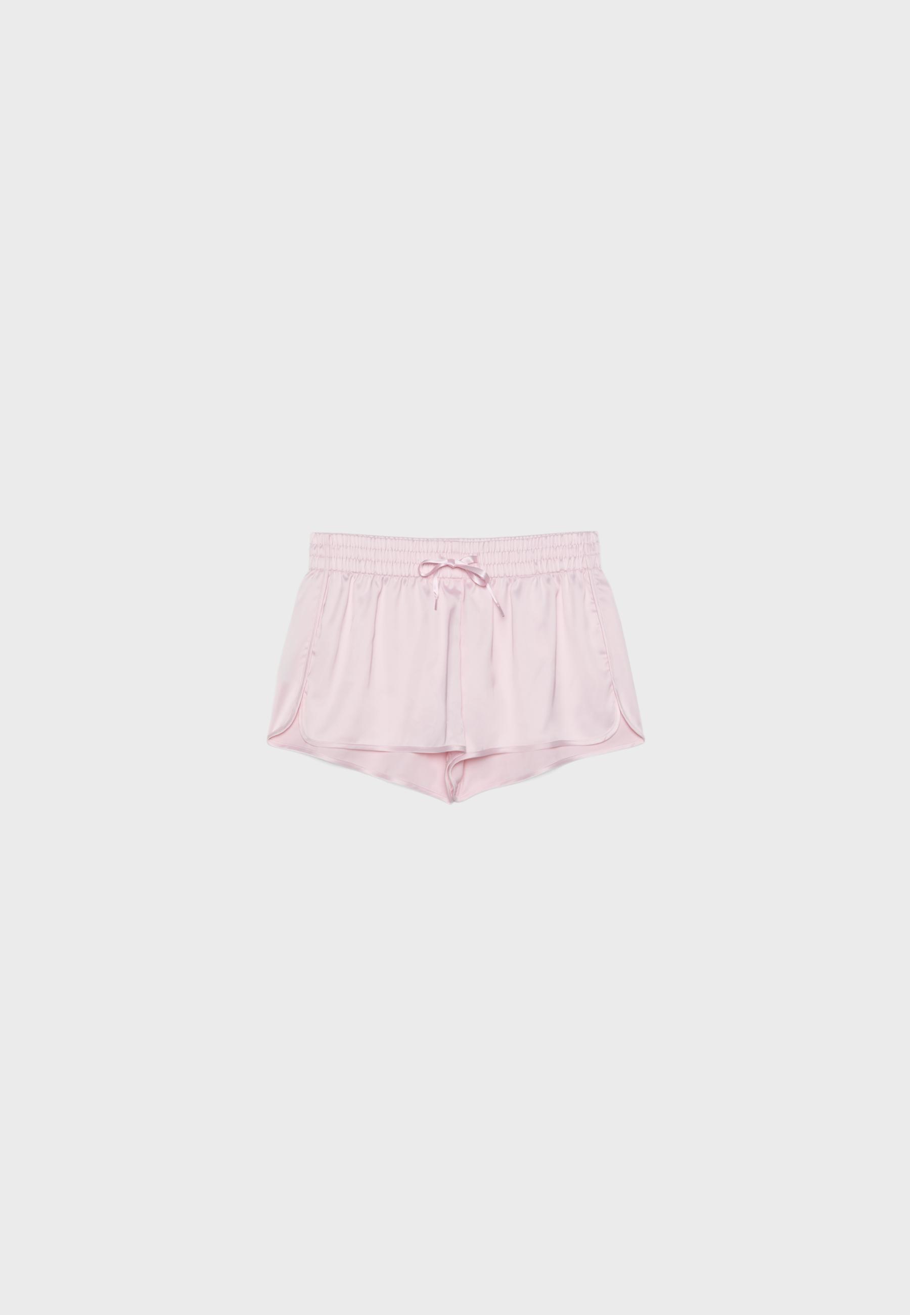Satin mini shorts — Pastel pink