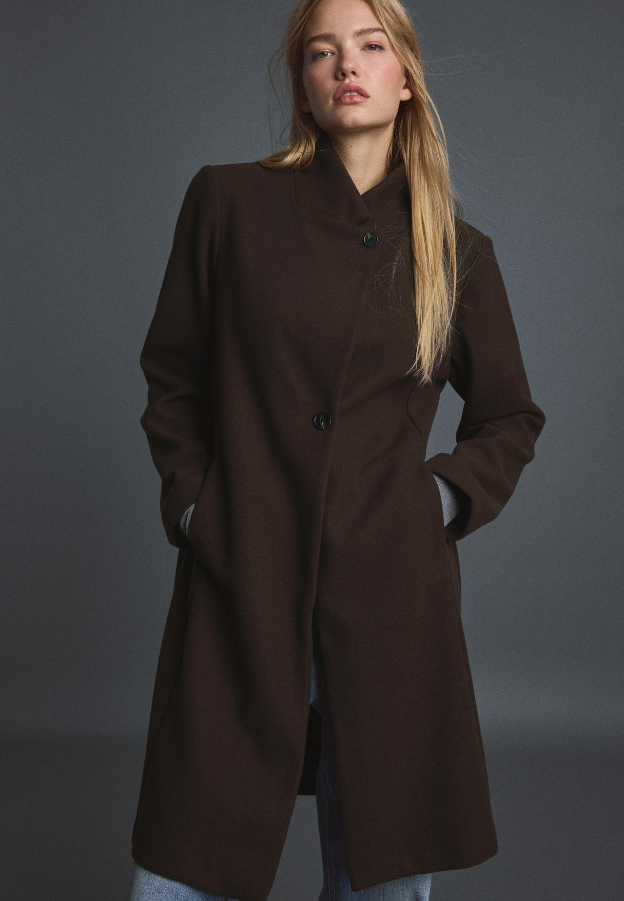 Soft-touch basic coat — Brown
