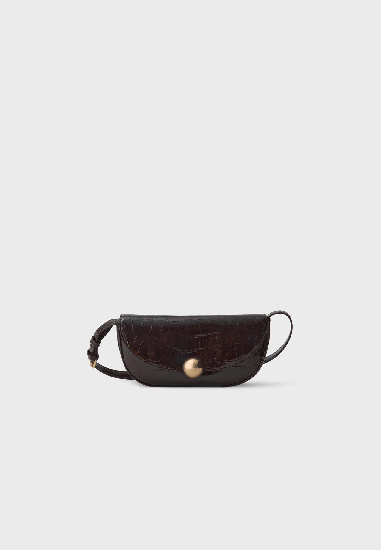 Crossbody bag with half-sphere clasp — Brown