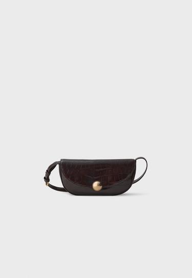 Crossbody bag with half-sphere clasp — Brown 1