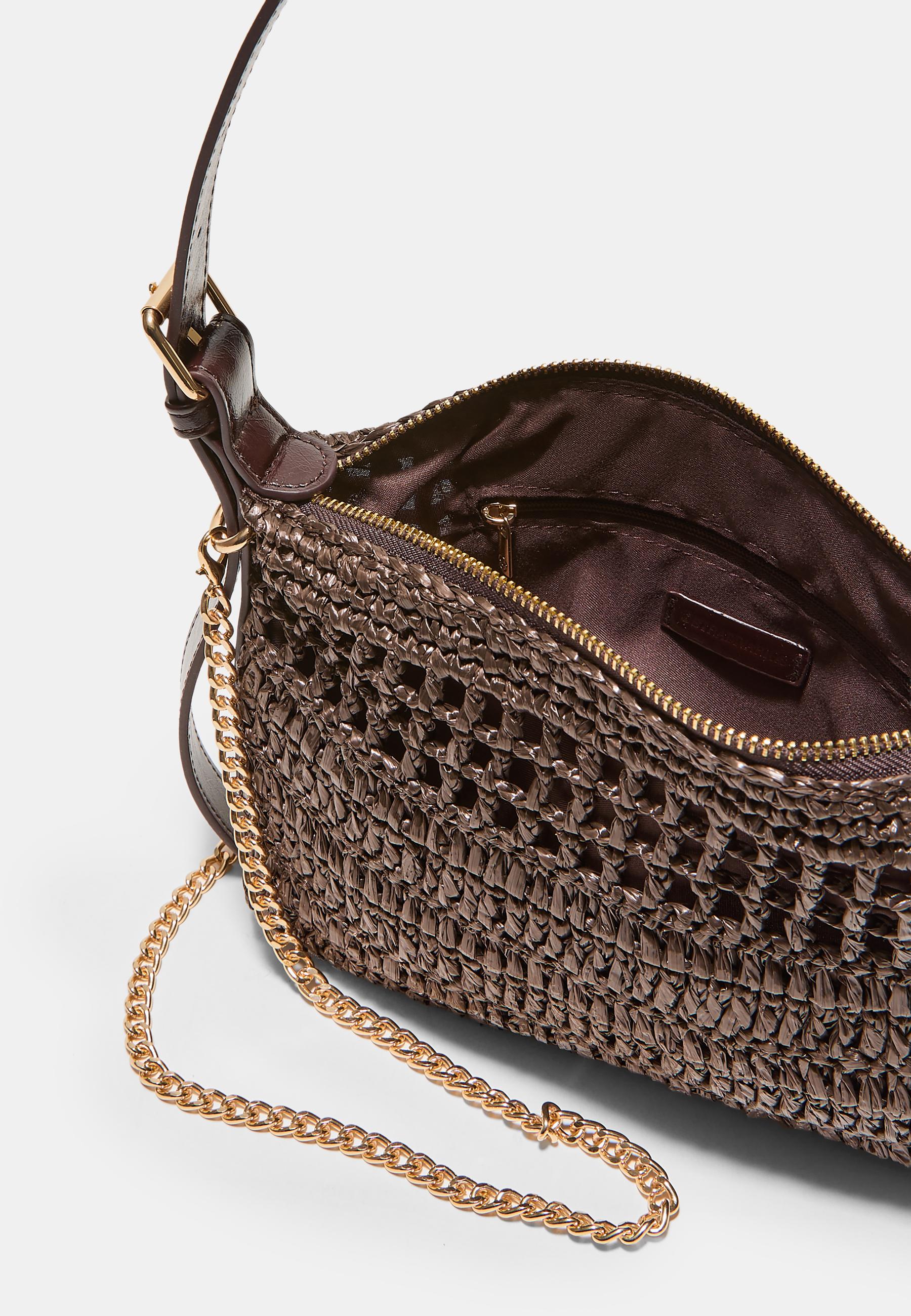 Mini crochet shoulder bag — Brown