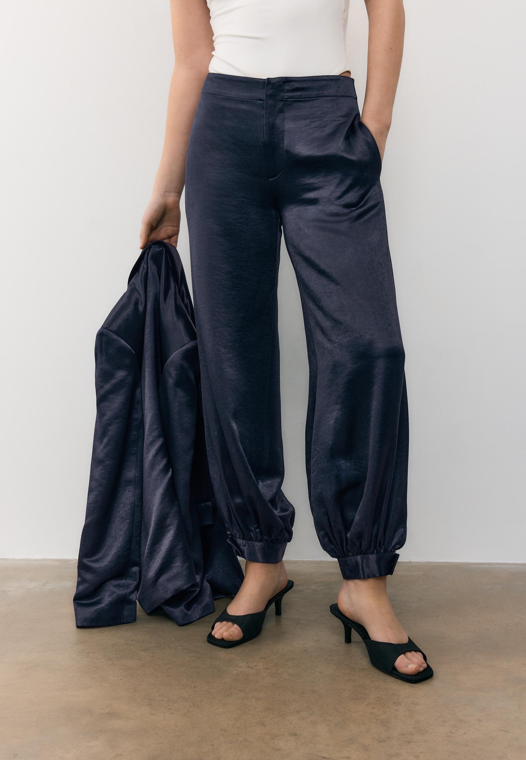 Smart satin balloon trousers — Dark blue