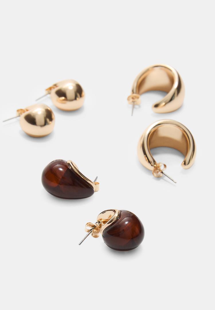 set 3 pendientes mini volumen