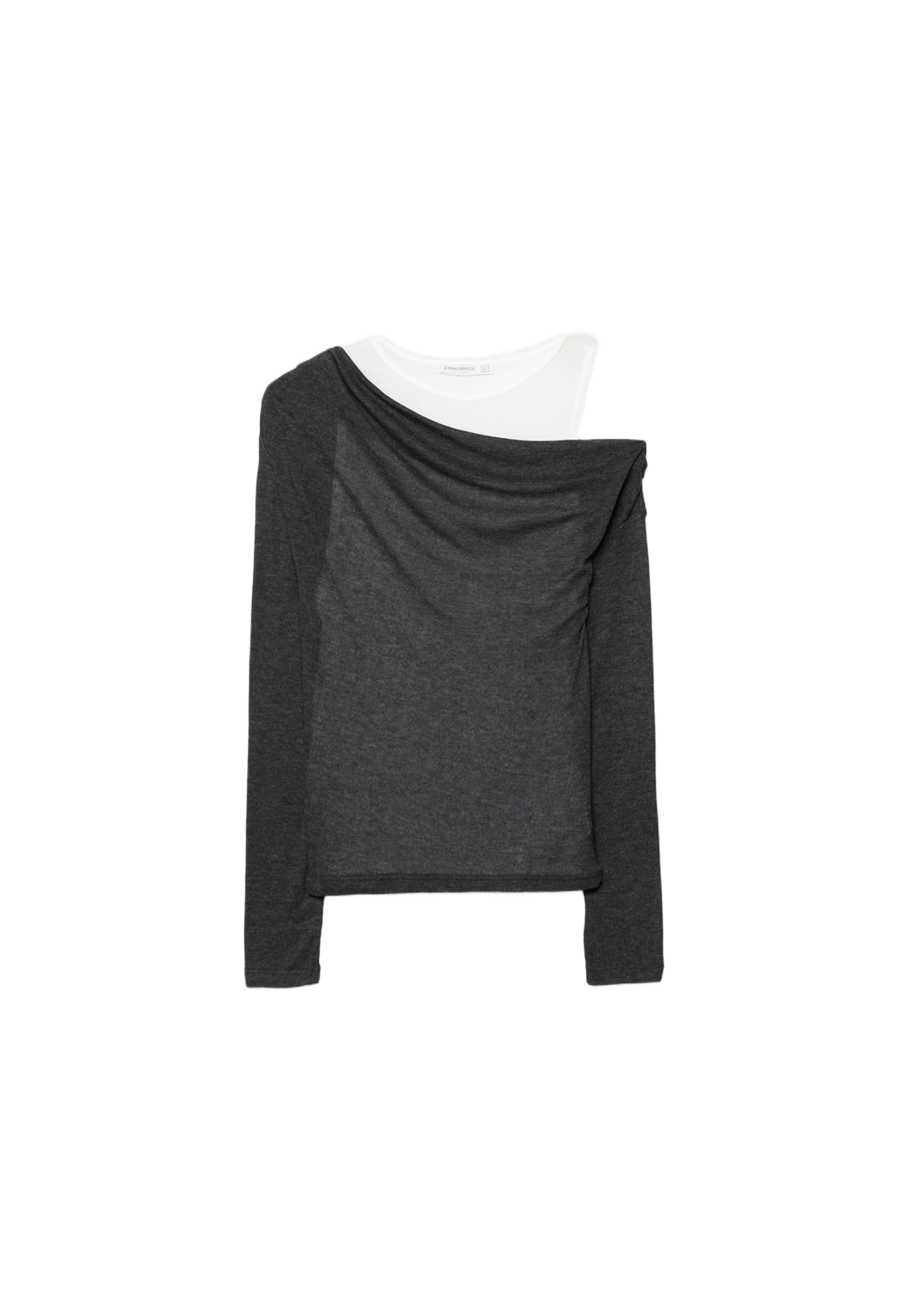 Asymmetric double T-shirt — Dark grey