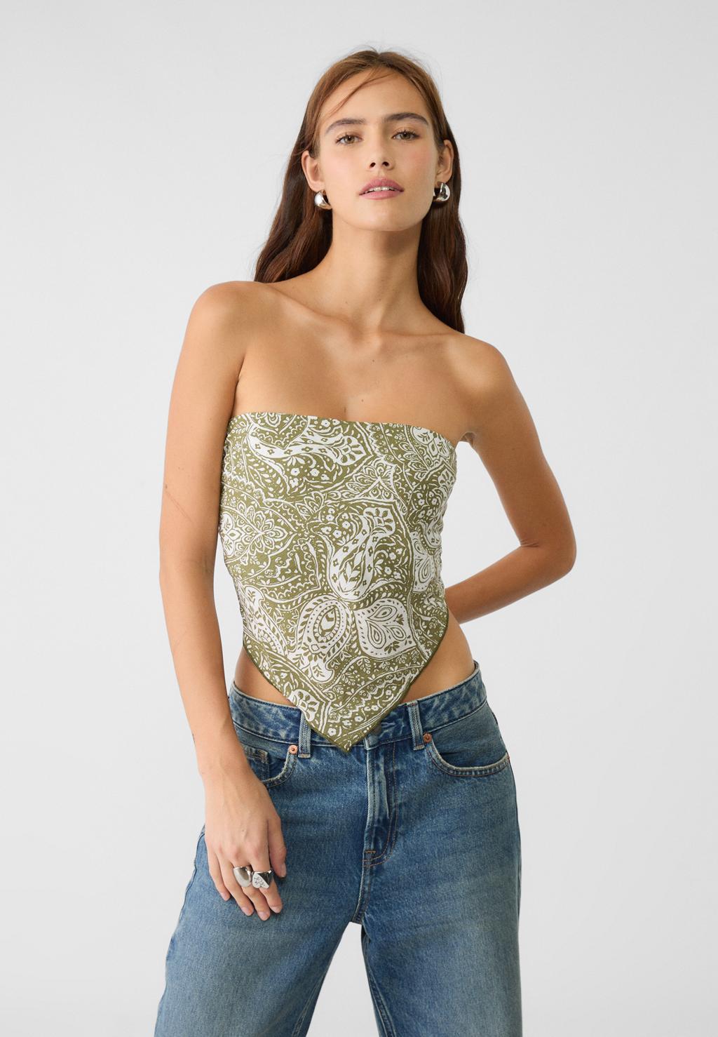 Top bustier pañuelo estampado