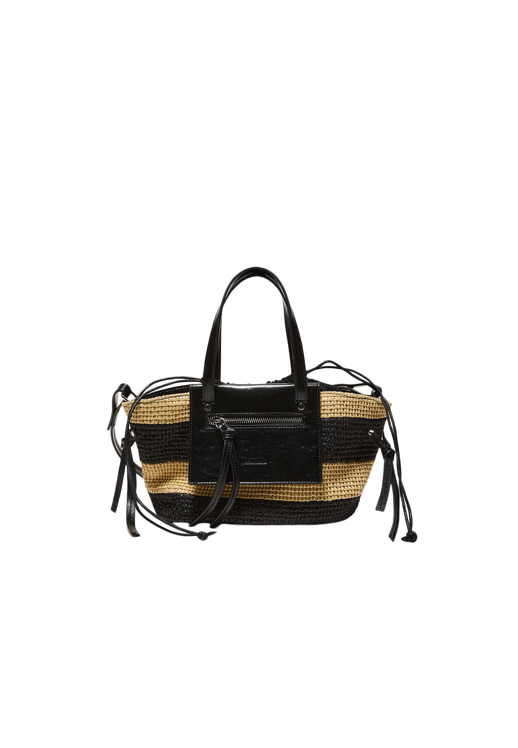 Crochet-effect basket crossbody bag — Ecru