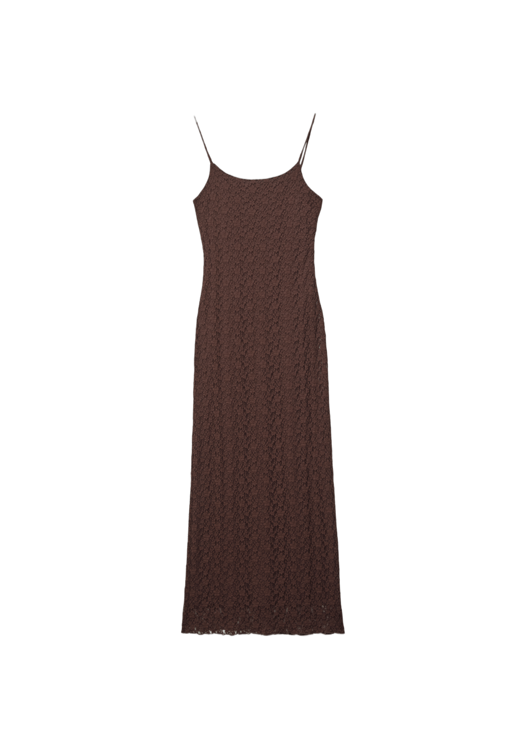 Blonde lace strappy midi dress — Brown