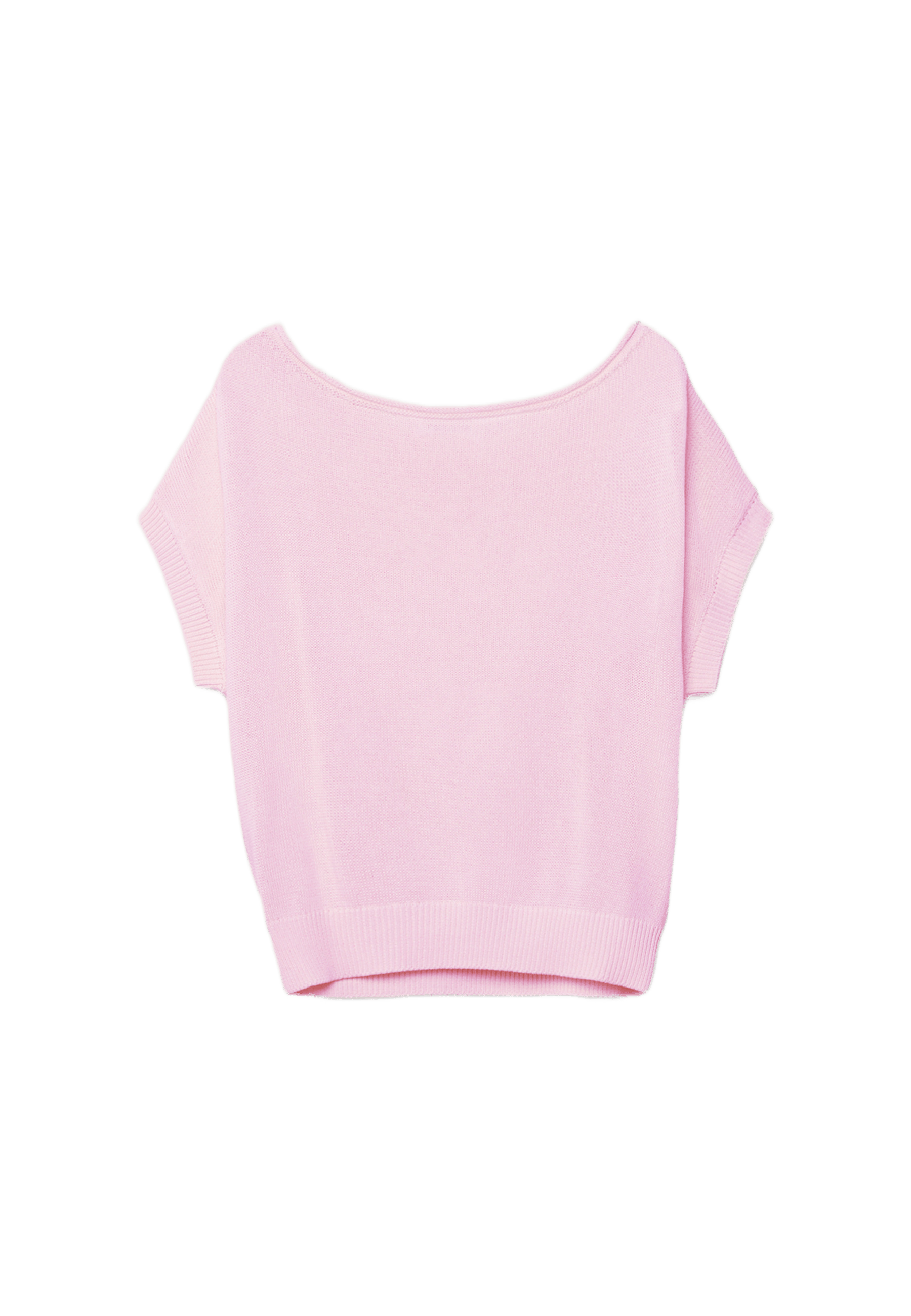Rustic knit boat neck top — Pastel pink