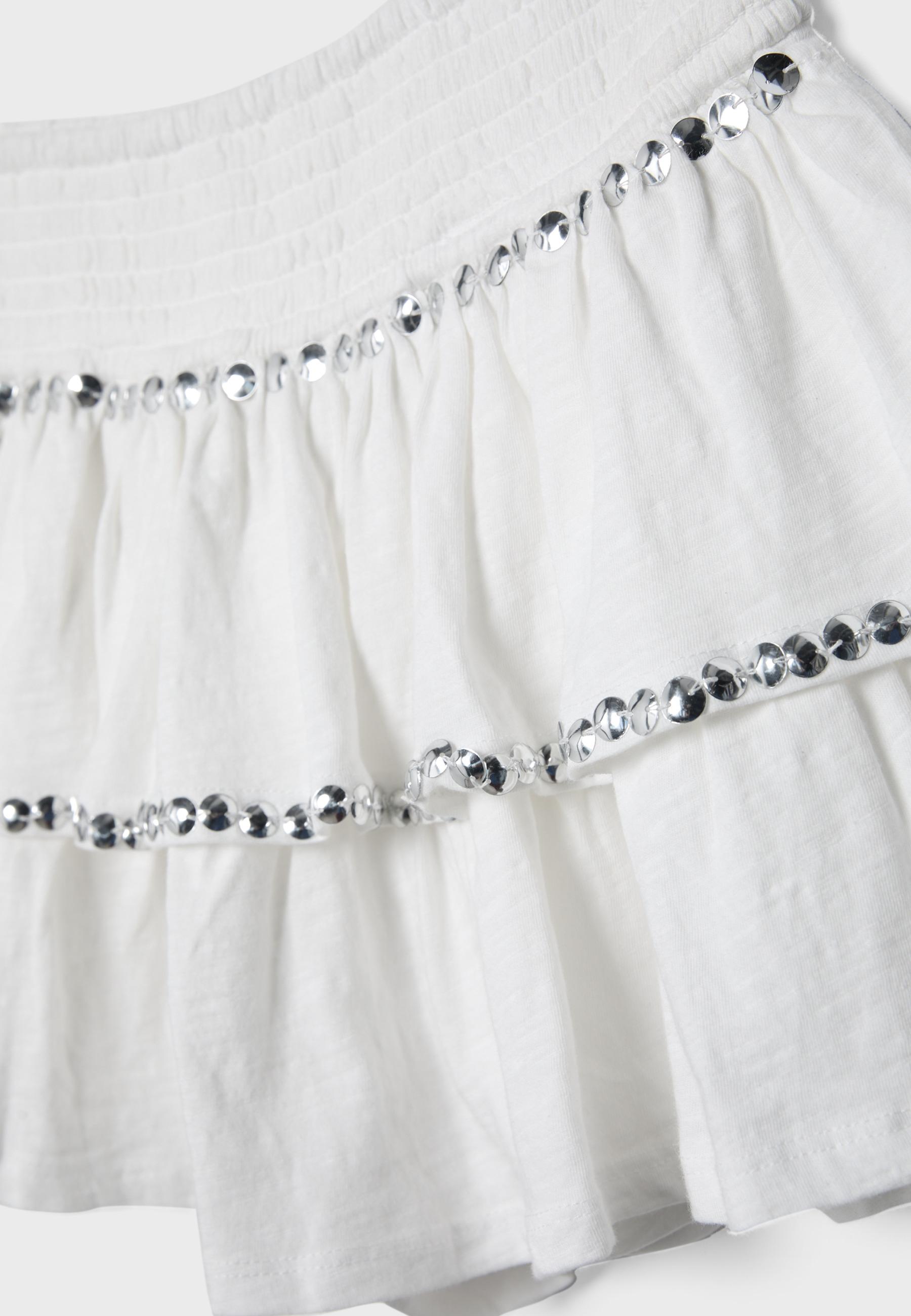 Studded ruffled mini skirt — Ecru