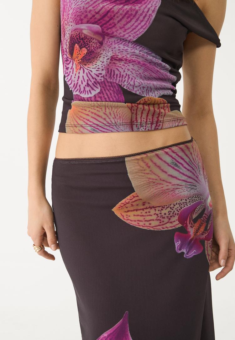falda midi tul estampado