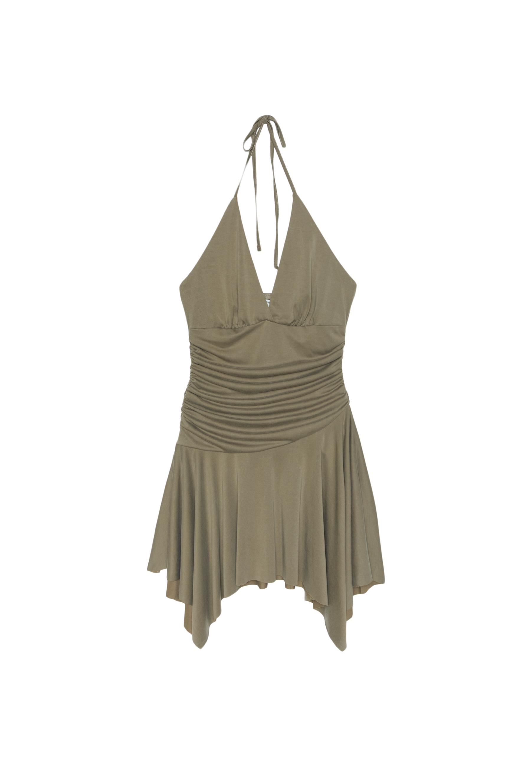 Short dress with pointed hem — Olive green