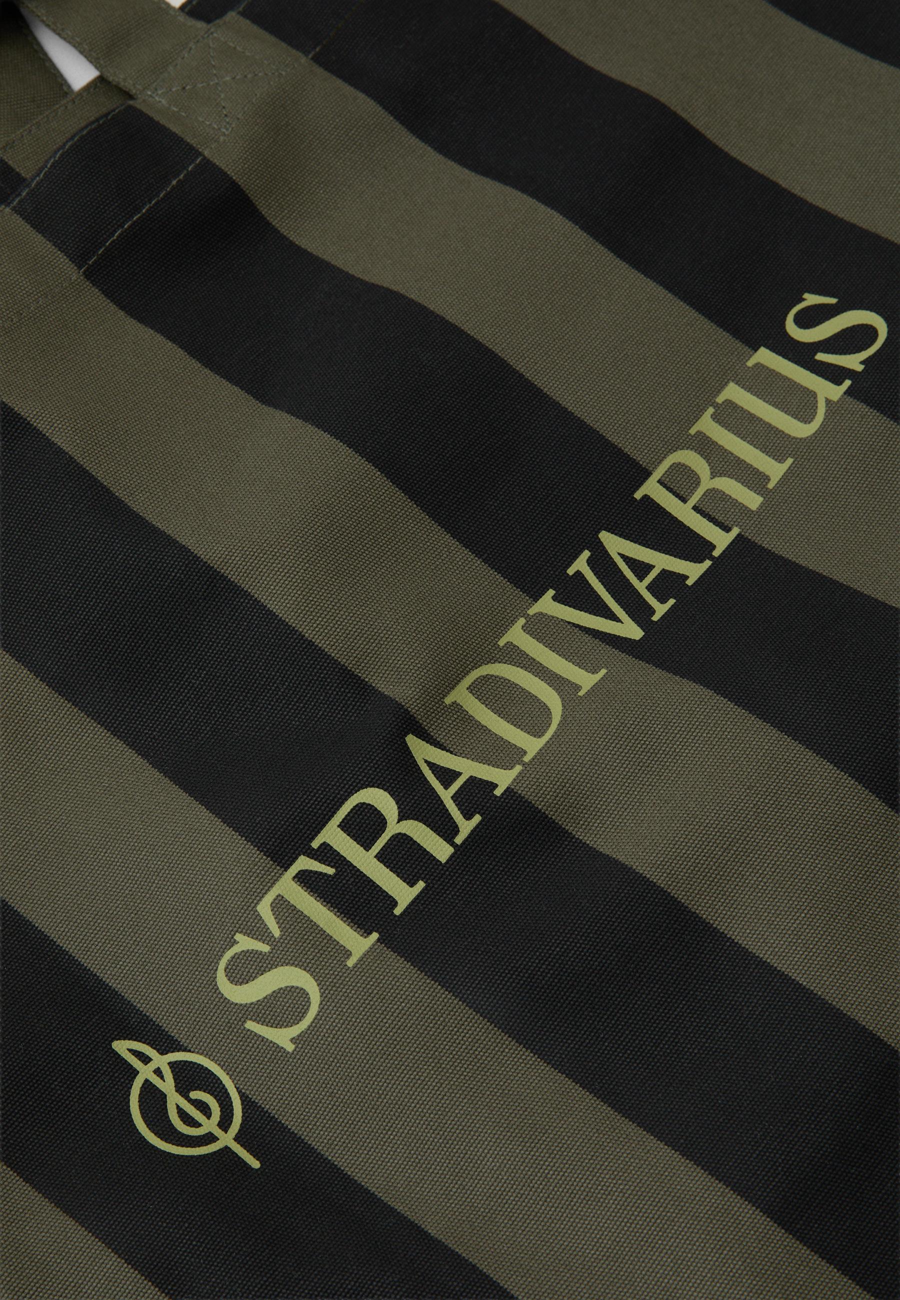 Striped tote bag — Khaki