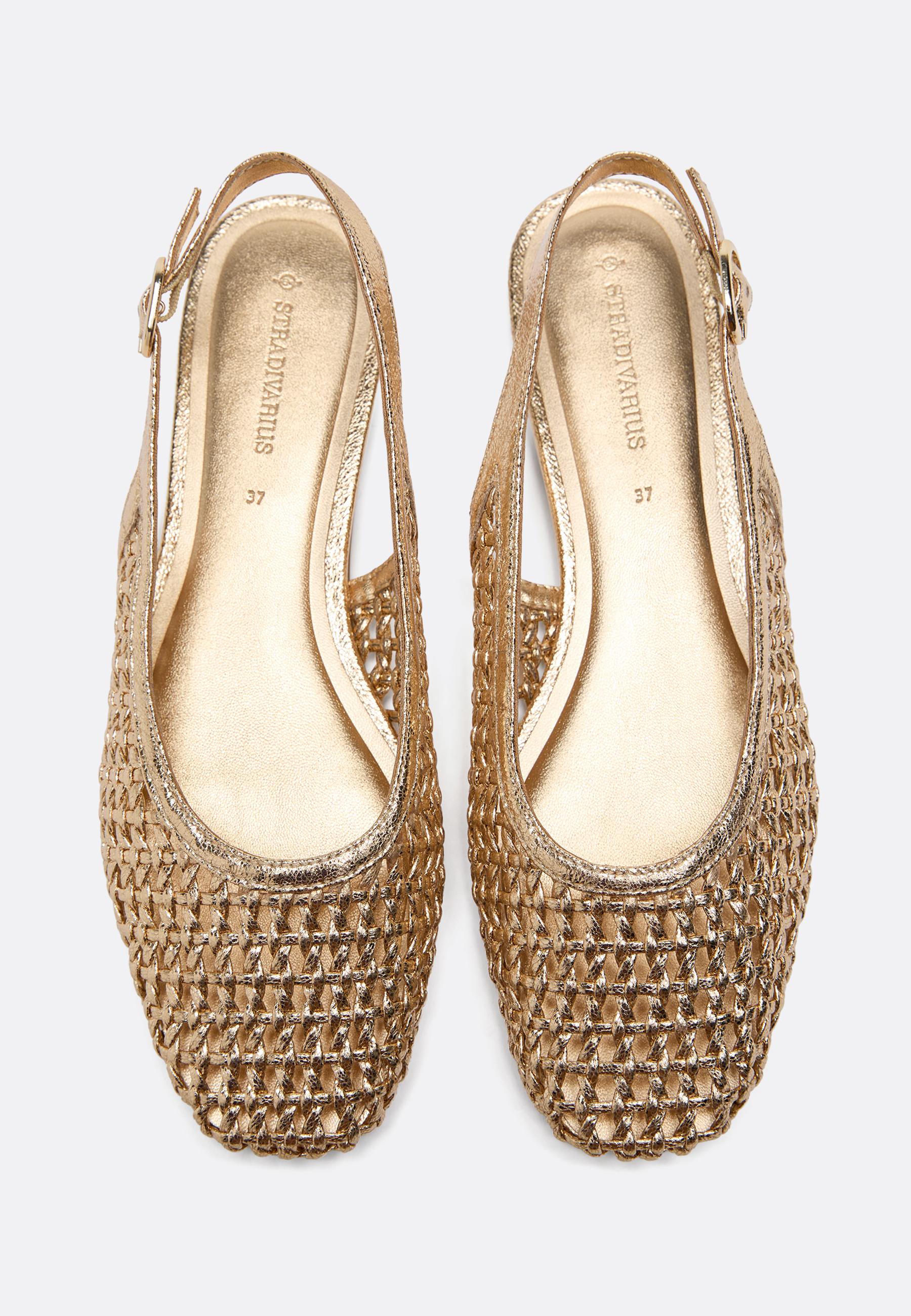 Braided slingback ballerina flats — GOLD