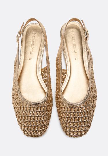Braided slingback ballerina flats — GOLD  3