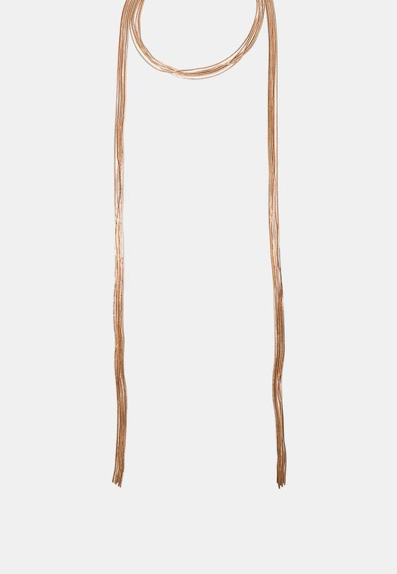 Stradivarius Extra Long Necklace Gold Os