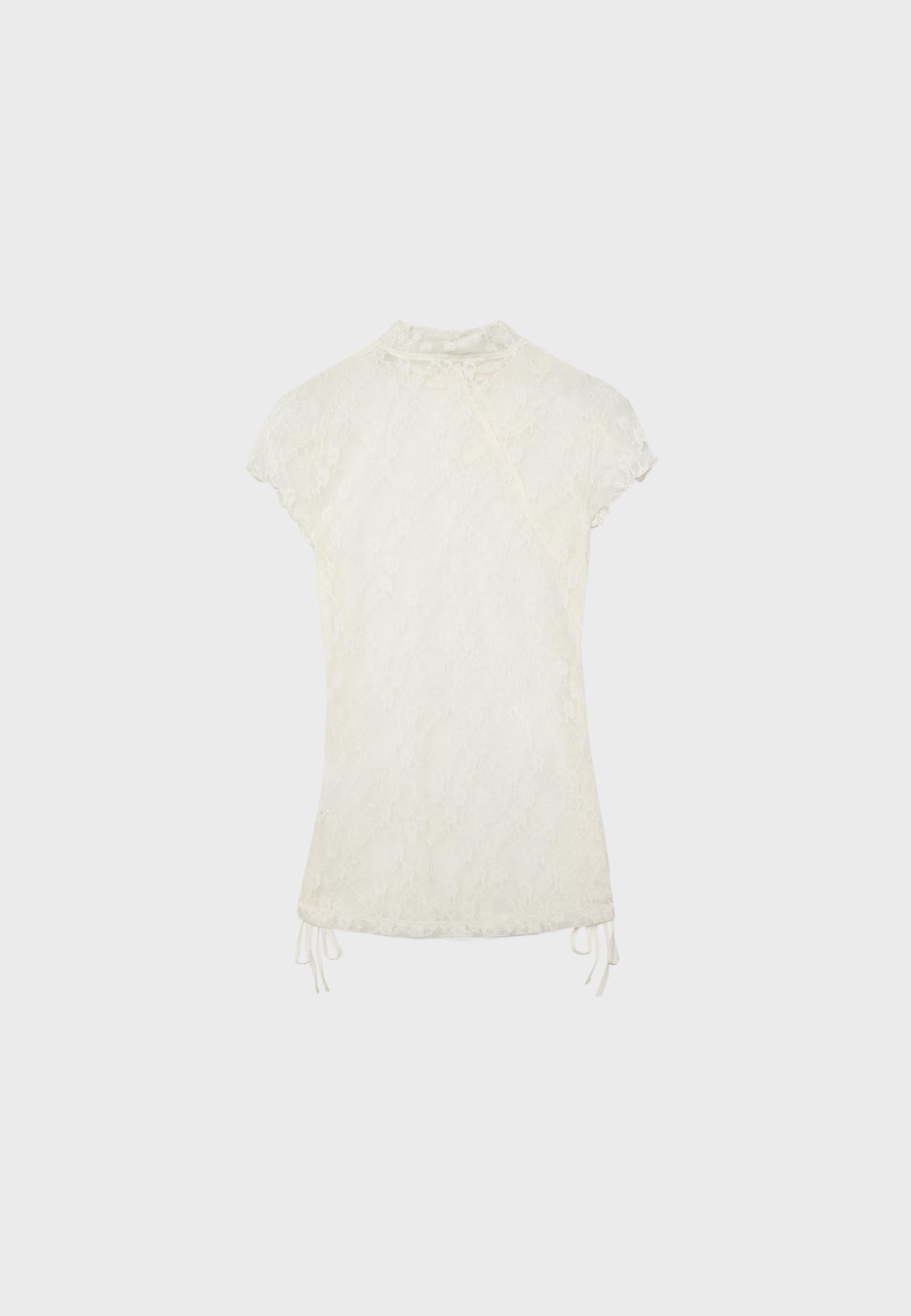 Short sleeve lace T-shirt — Ecru