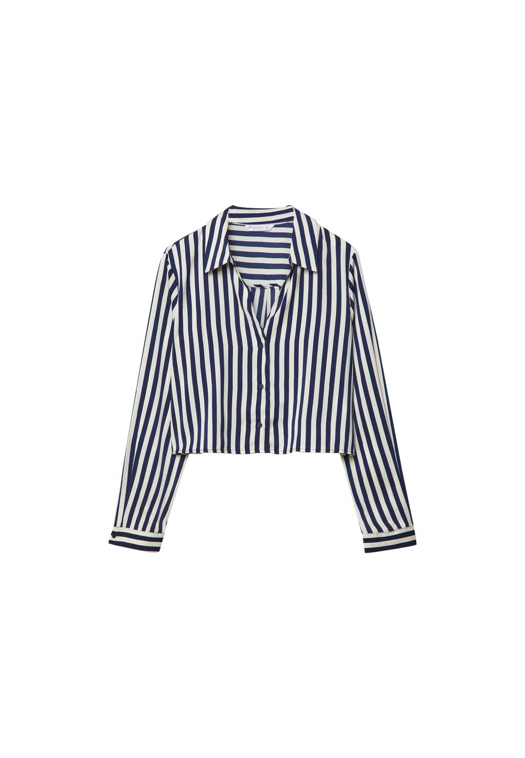 Chemise courte satinée à rayures