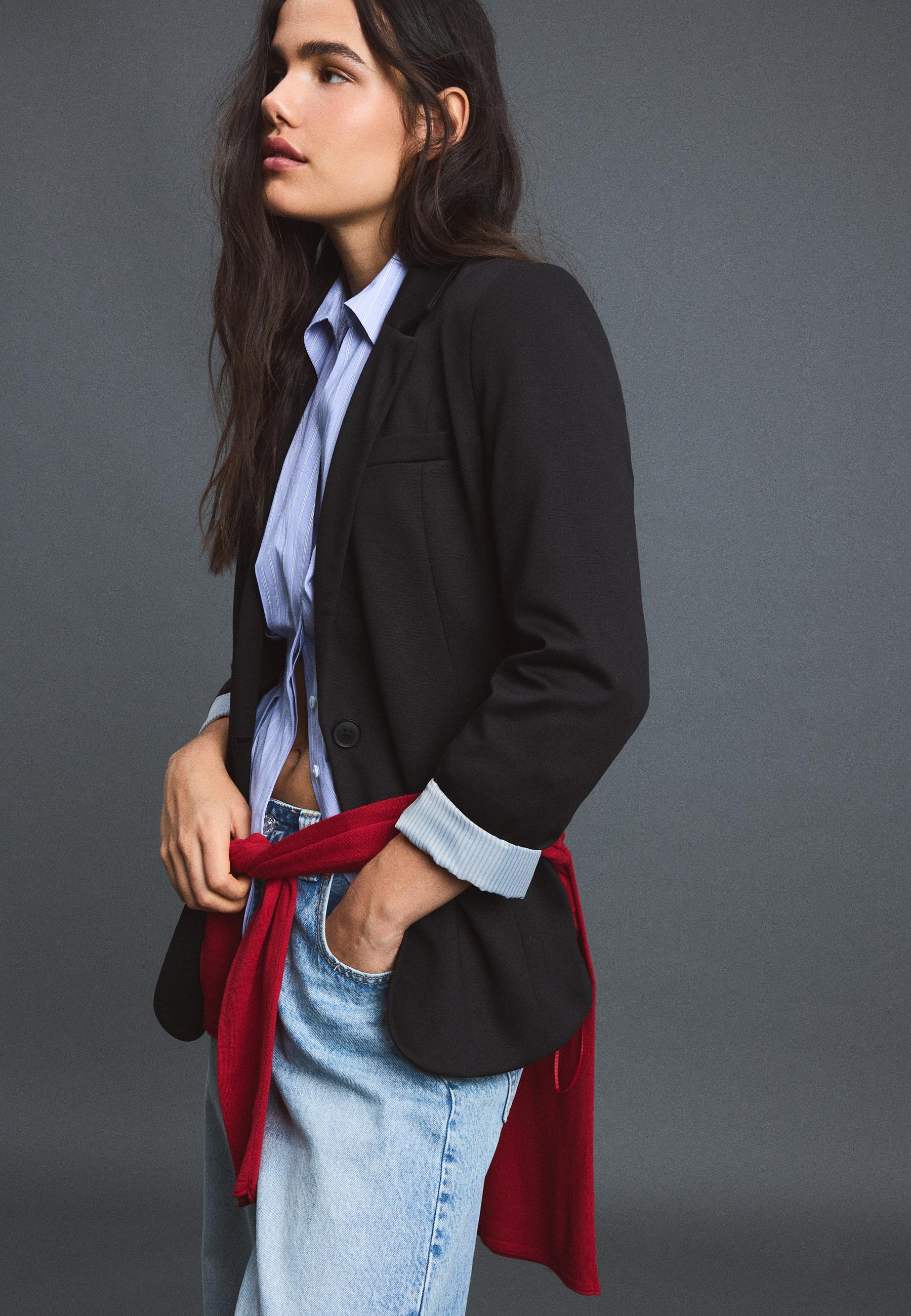 Stradivarius Basic triko blazer ceket görsel 8