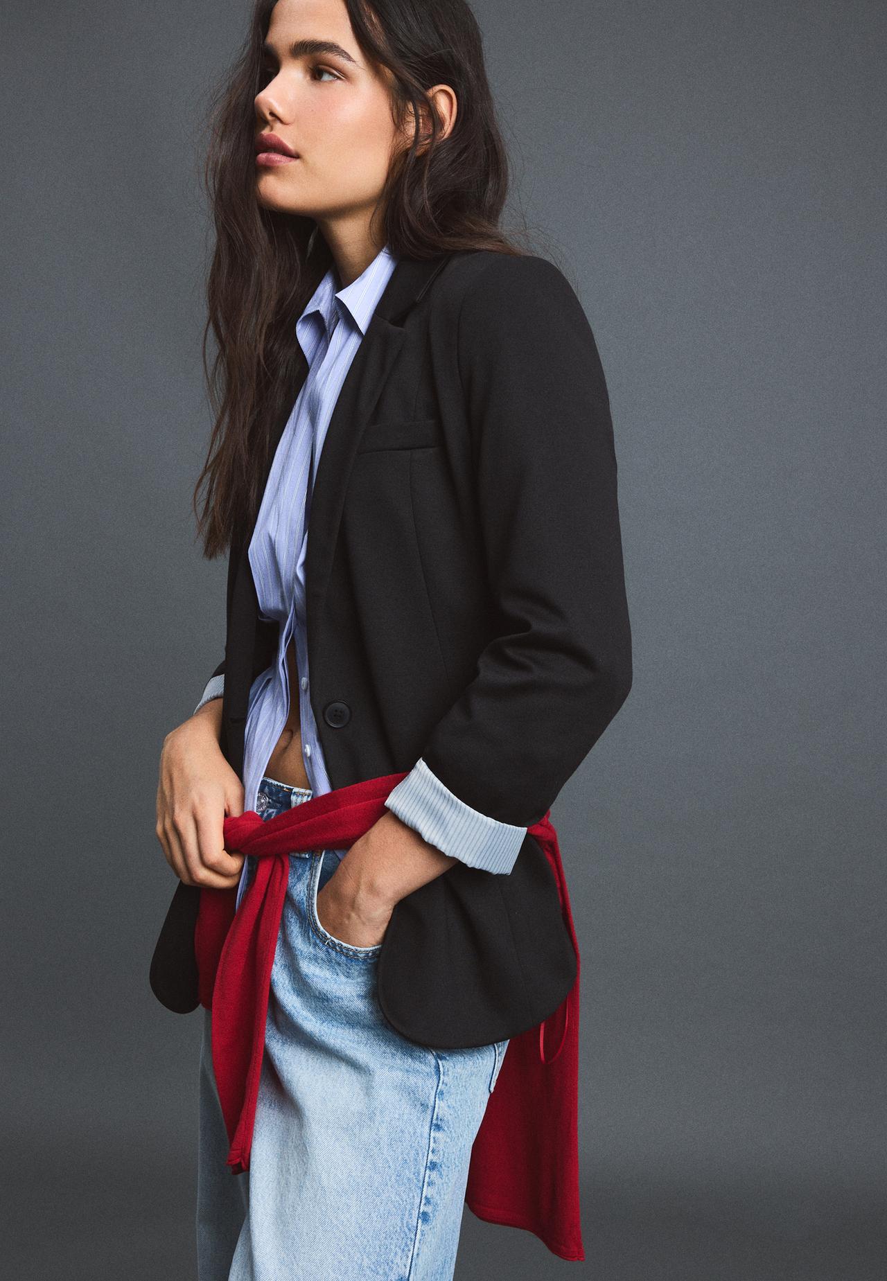 Basic knit blazer — Black