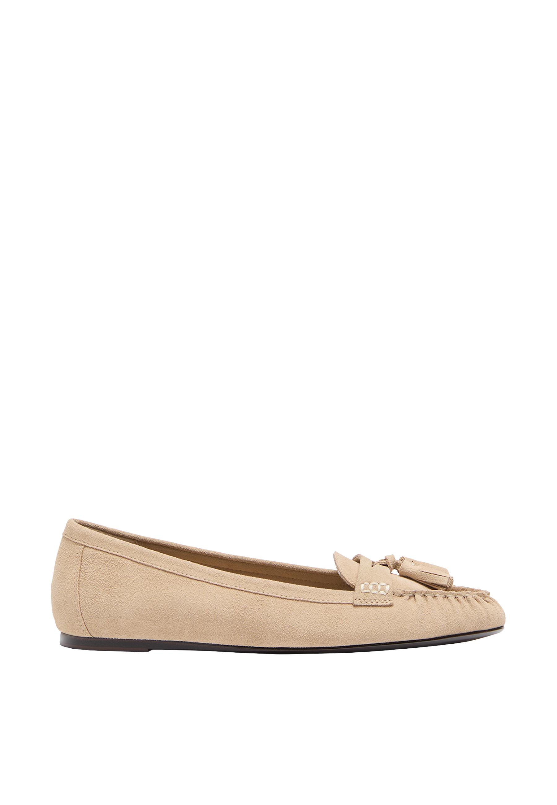 Leather tassel loafers — BEIGE