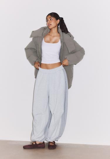 Oversize hooded puffer jacket — Grey 2