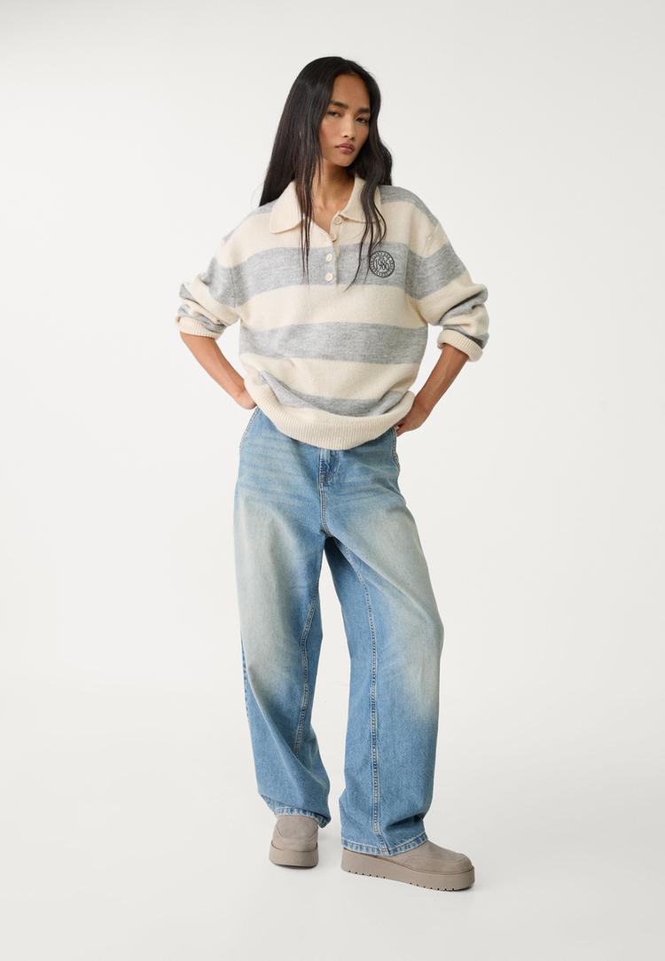 pull polo en maille a boutons