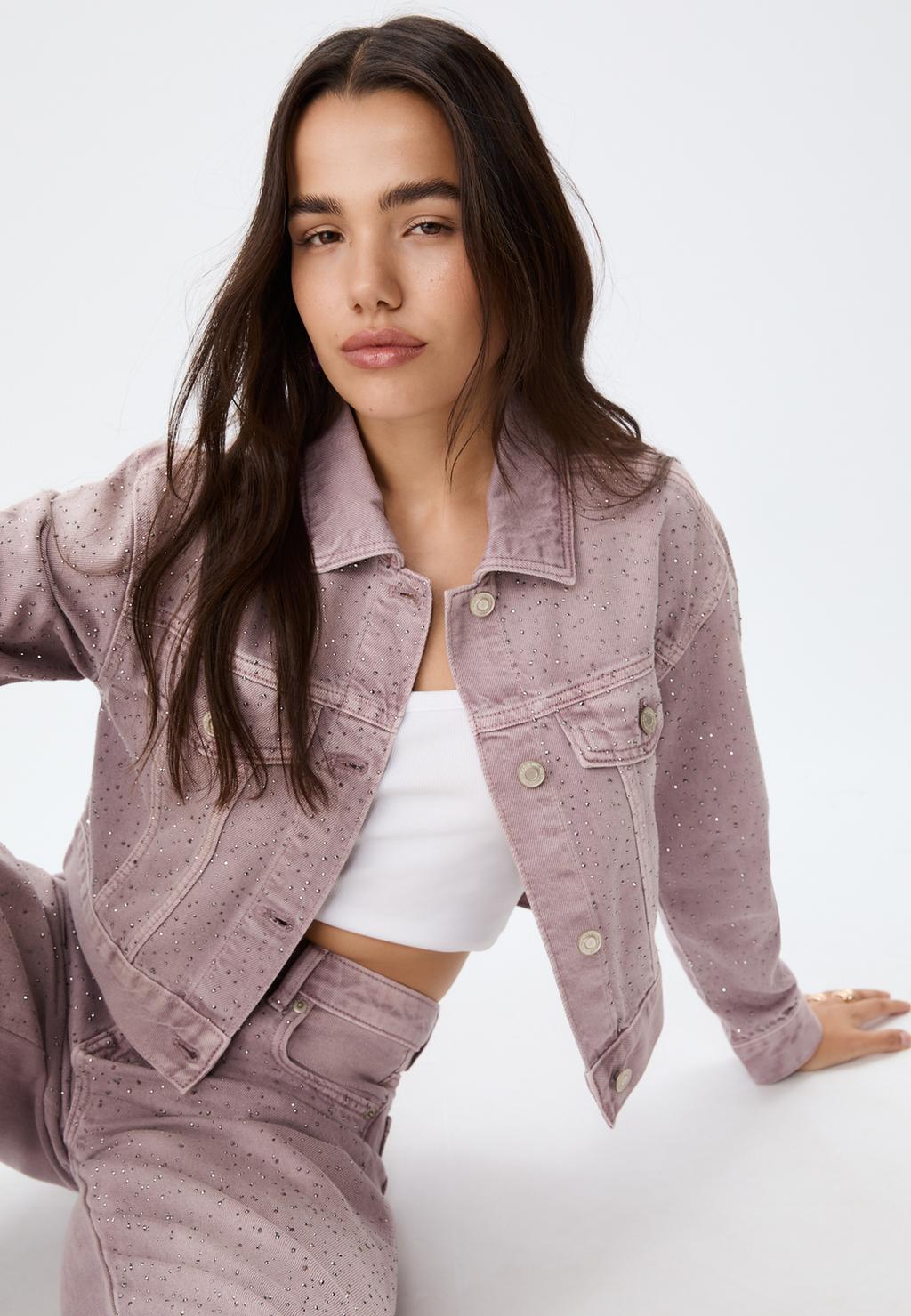 Veste en jean brillants