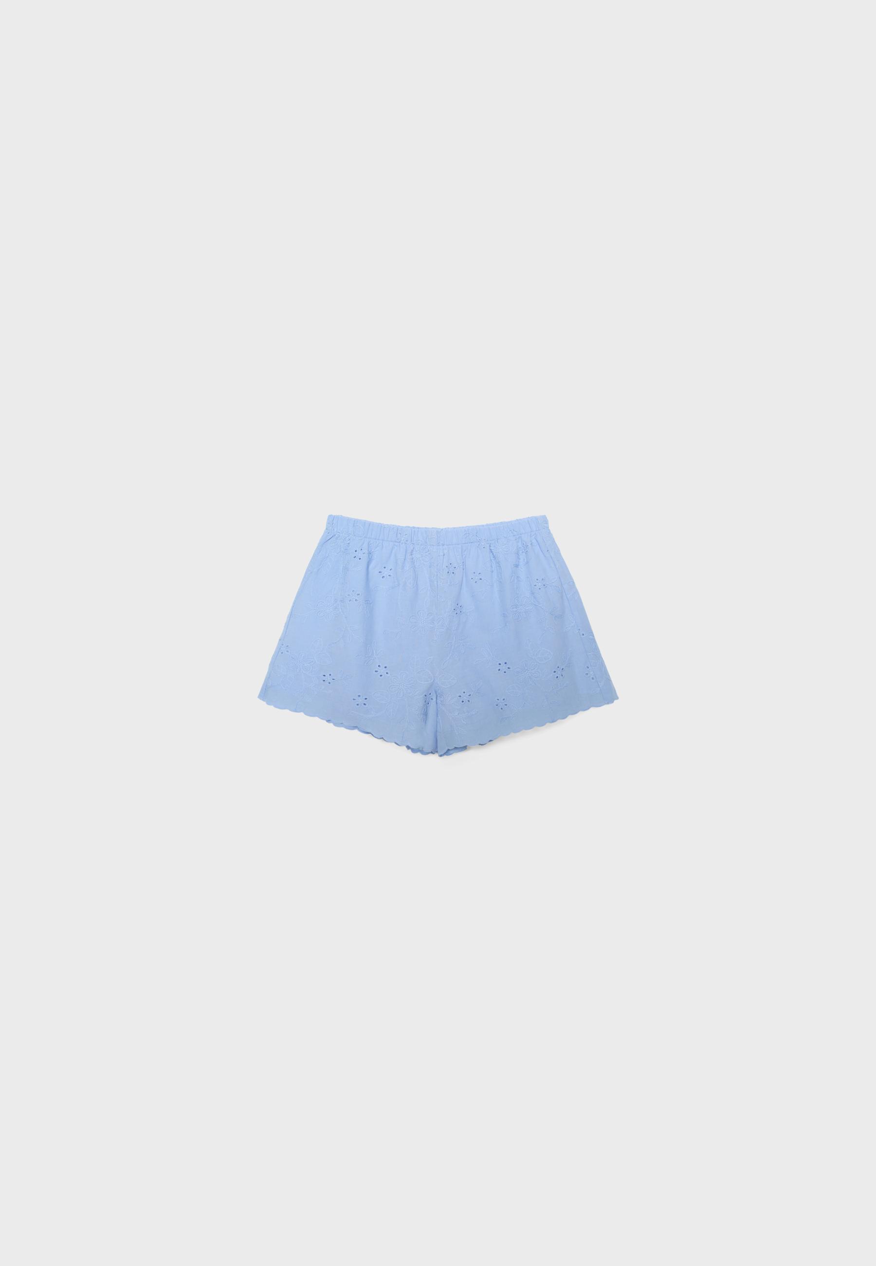 Embroidered shorts — Blue