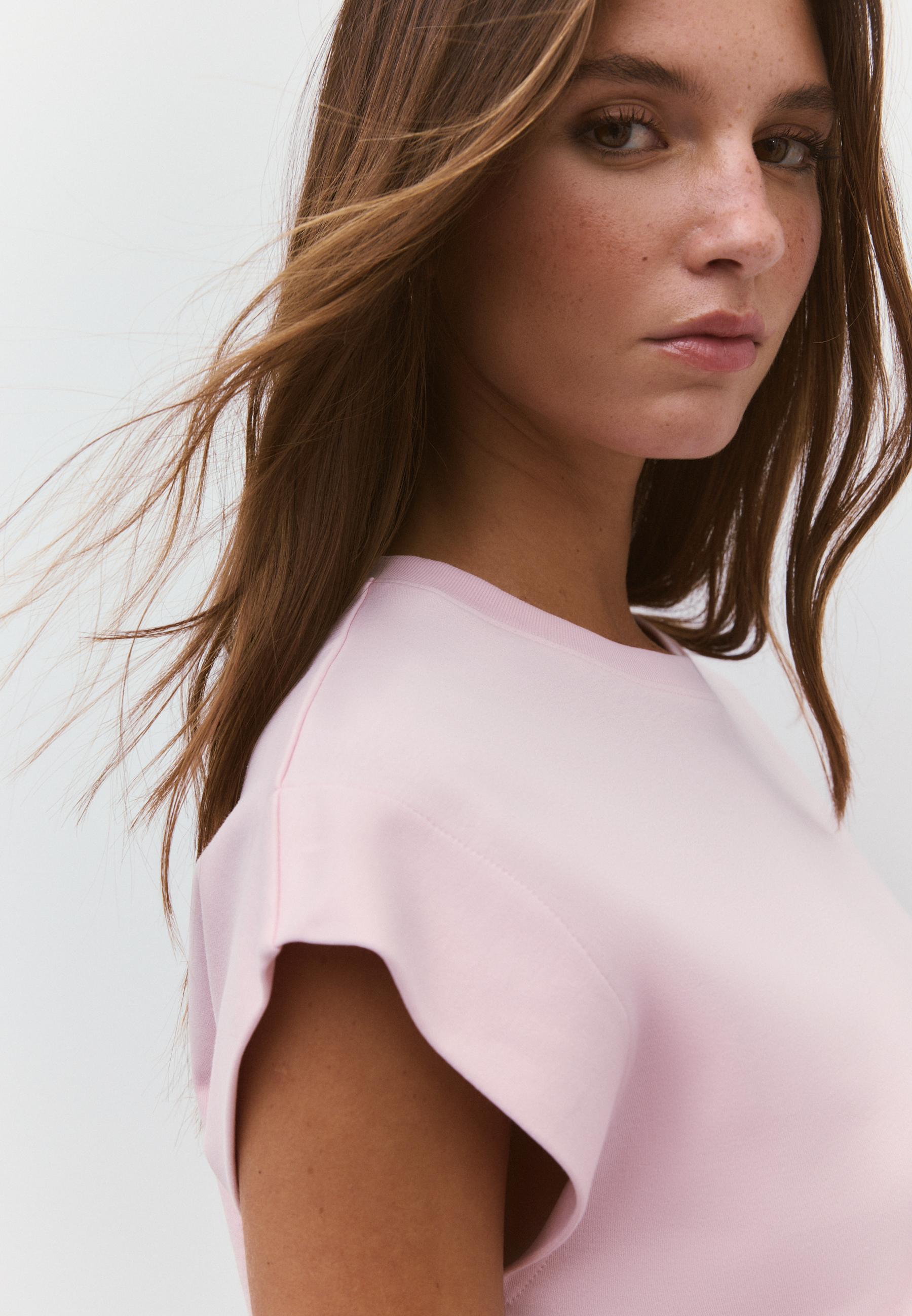 B06 Basic dropped-shoulder T-shirt — Salmon pink