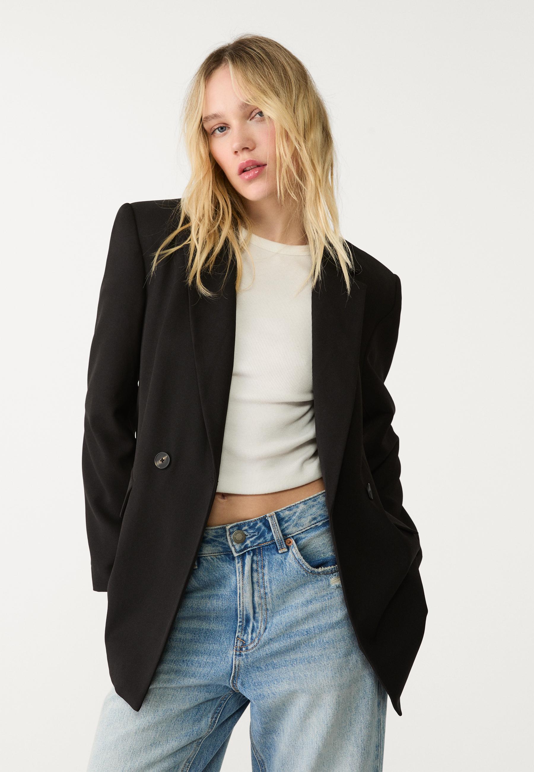 Slim fit double-breasted blazer — Black
