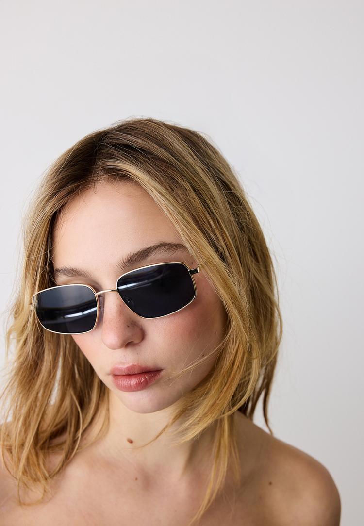 Stradivarius Ασύμμετρα Τετράγωνα Μεταλλικά Γυαλιά Μπλε Os φωτογραφία