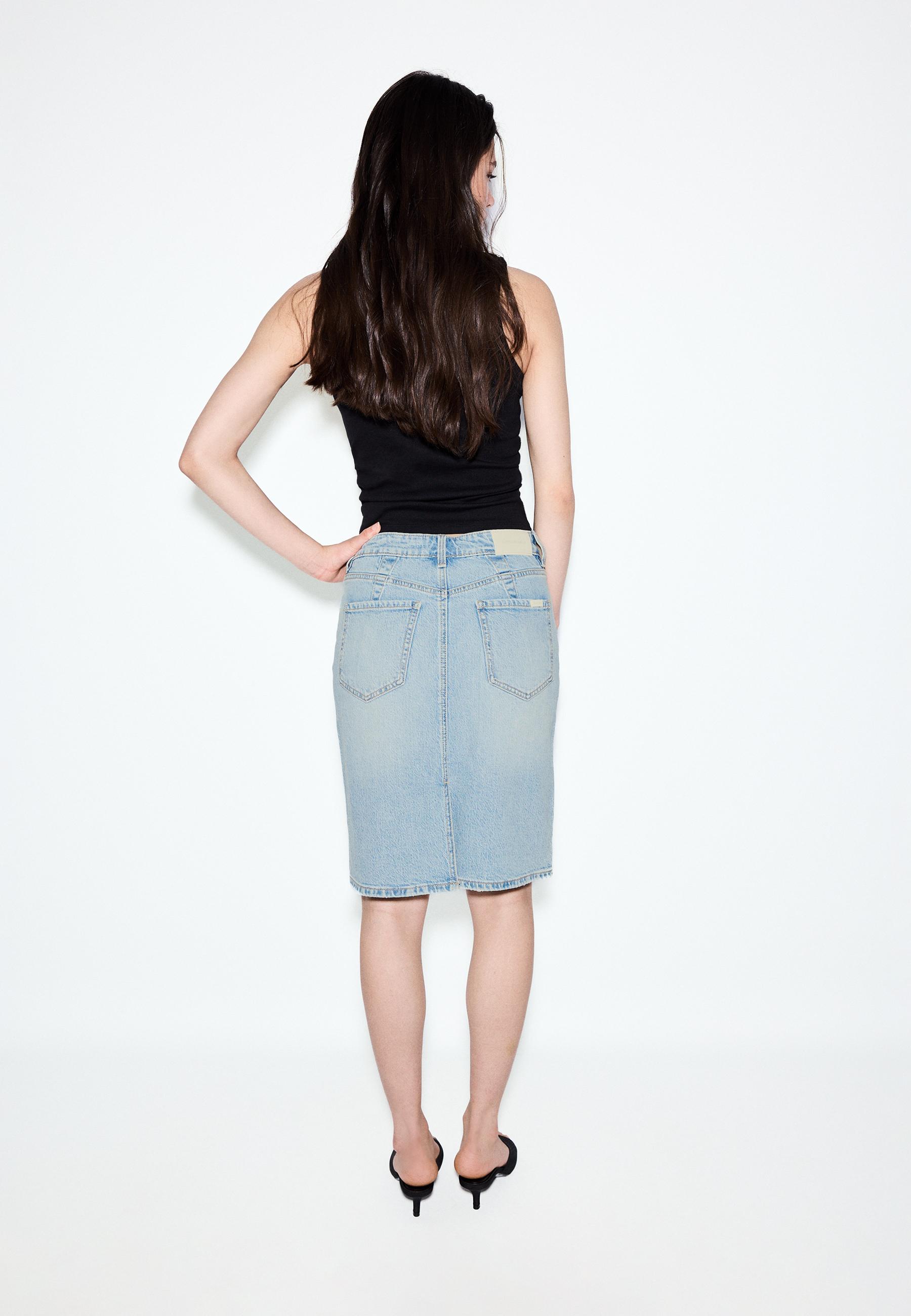 Denim midi skirt — MEDIUM LIGHT BLUE DENIM