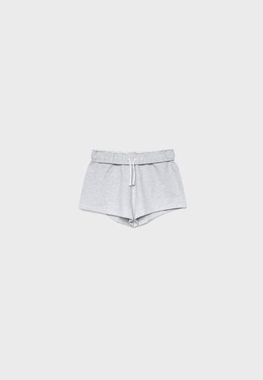 Plush shorts with turn-up waistband — Grey melange 6