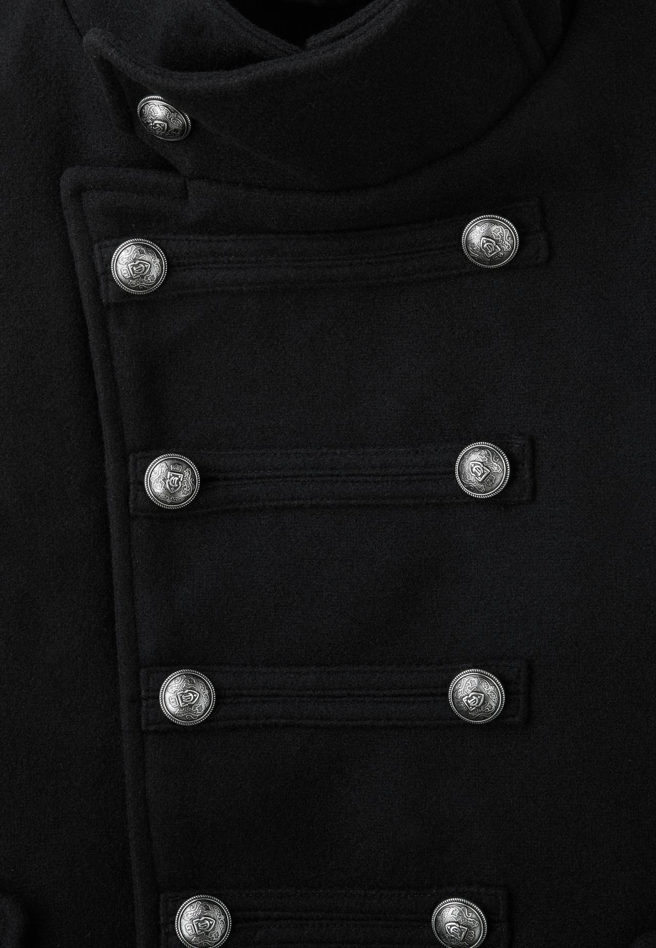 Felt button coat — Black