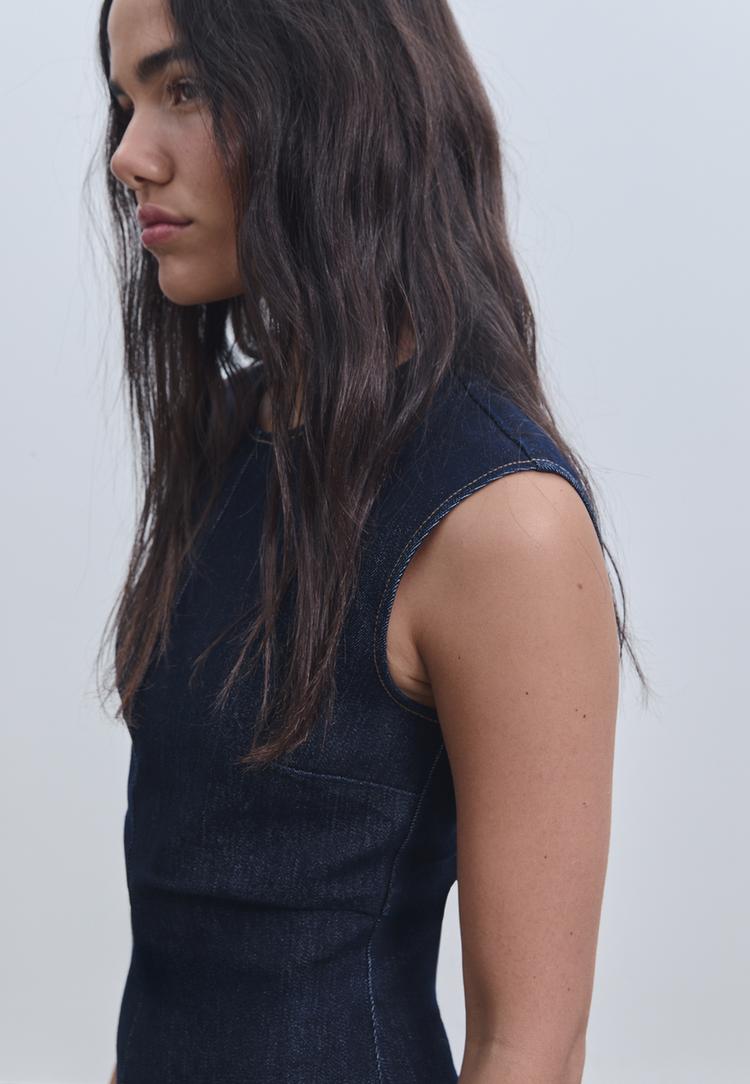 vestido corto denim