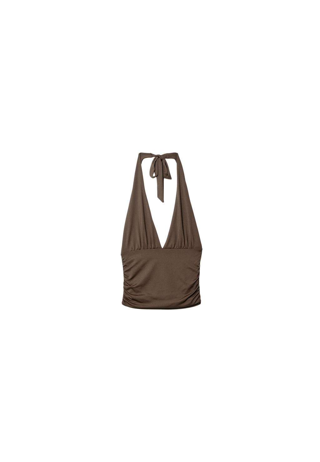 Neckholder-Top mit Raffung