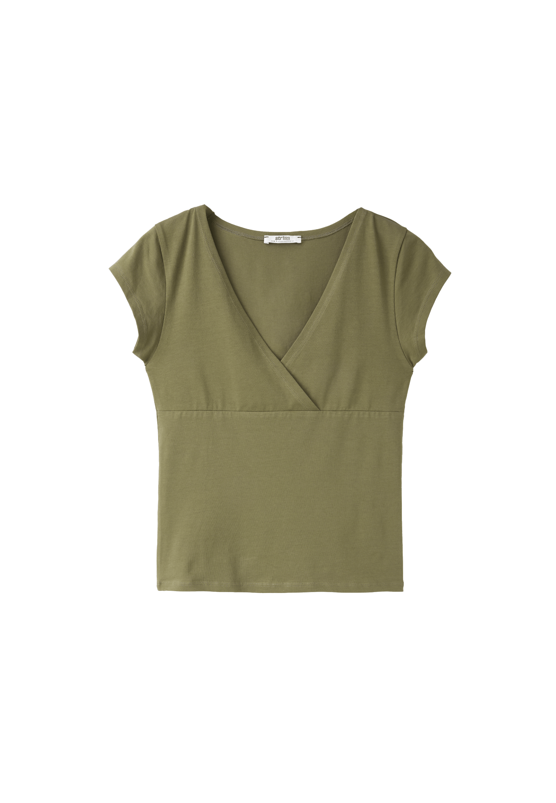 Under-bust short sleeve top — Khaki