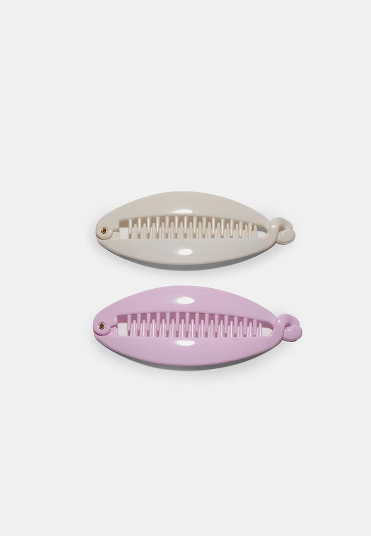 Stradivarius Σετ 2 Μπαρετες Μαλλιων Μπανανα Ανοιχτό Ροζ Os