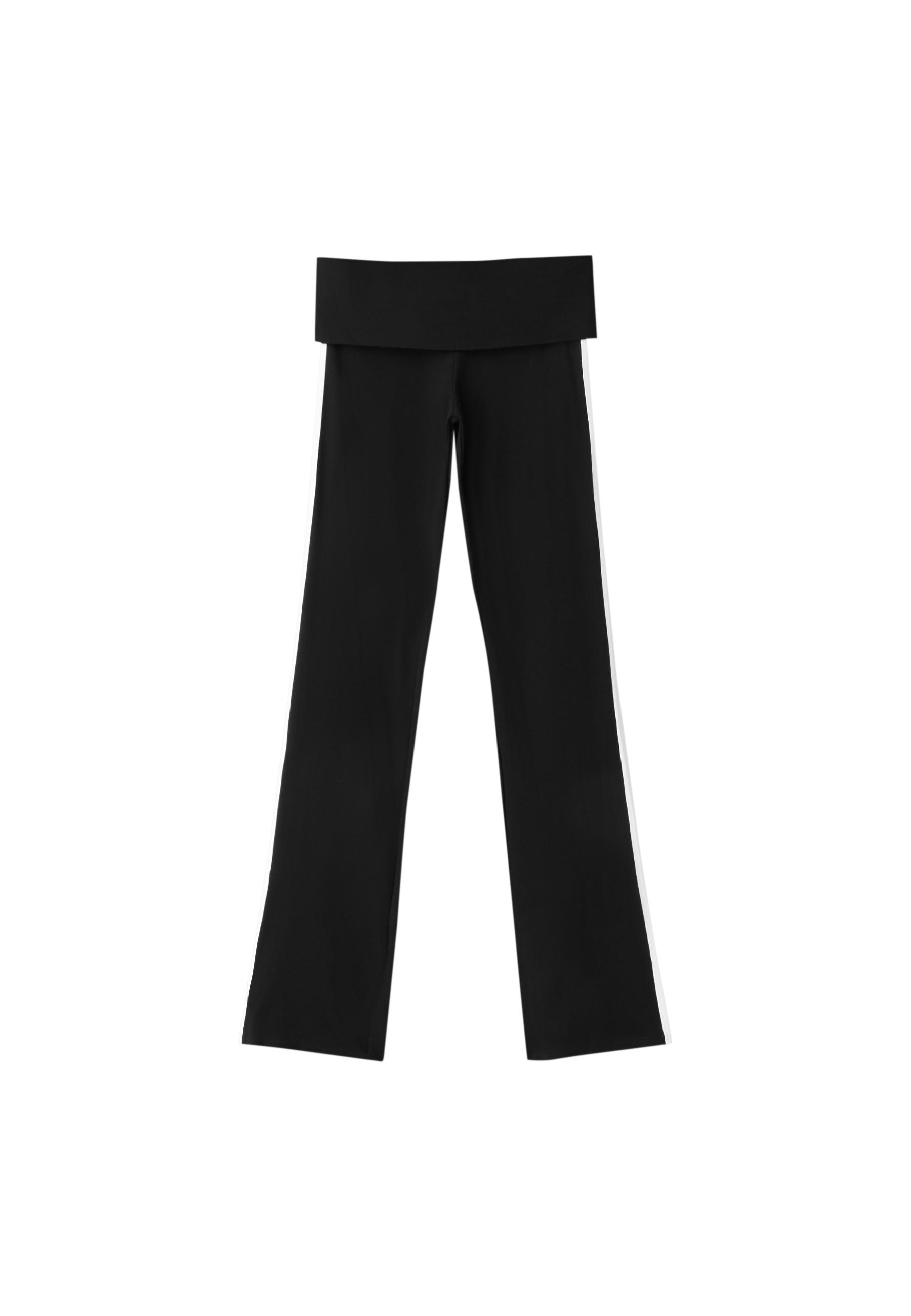 Turn-down waist bell bottom leggings — Ecru