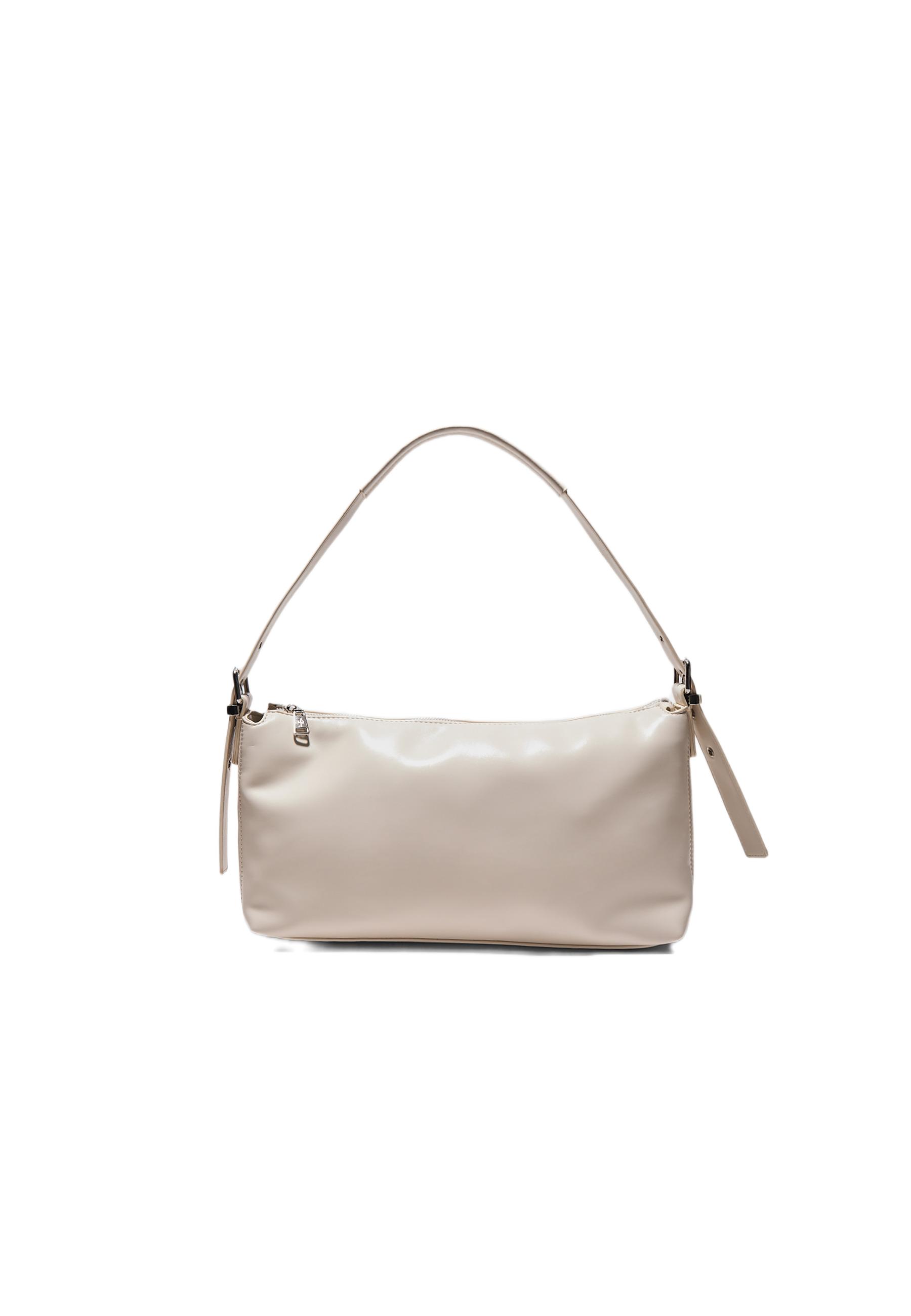 Soft-touch shoulder bag with buckle — Ecru