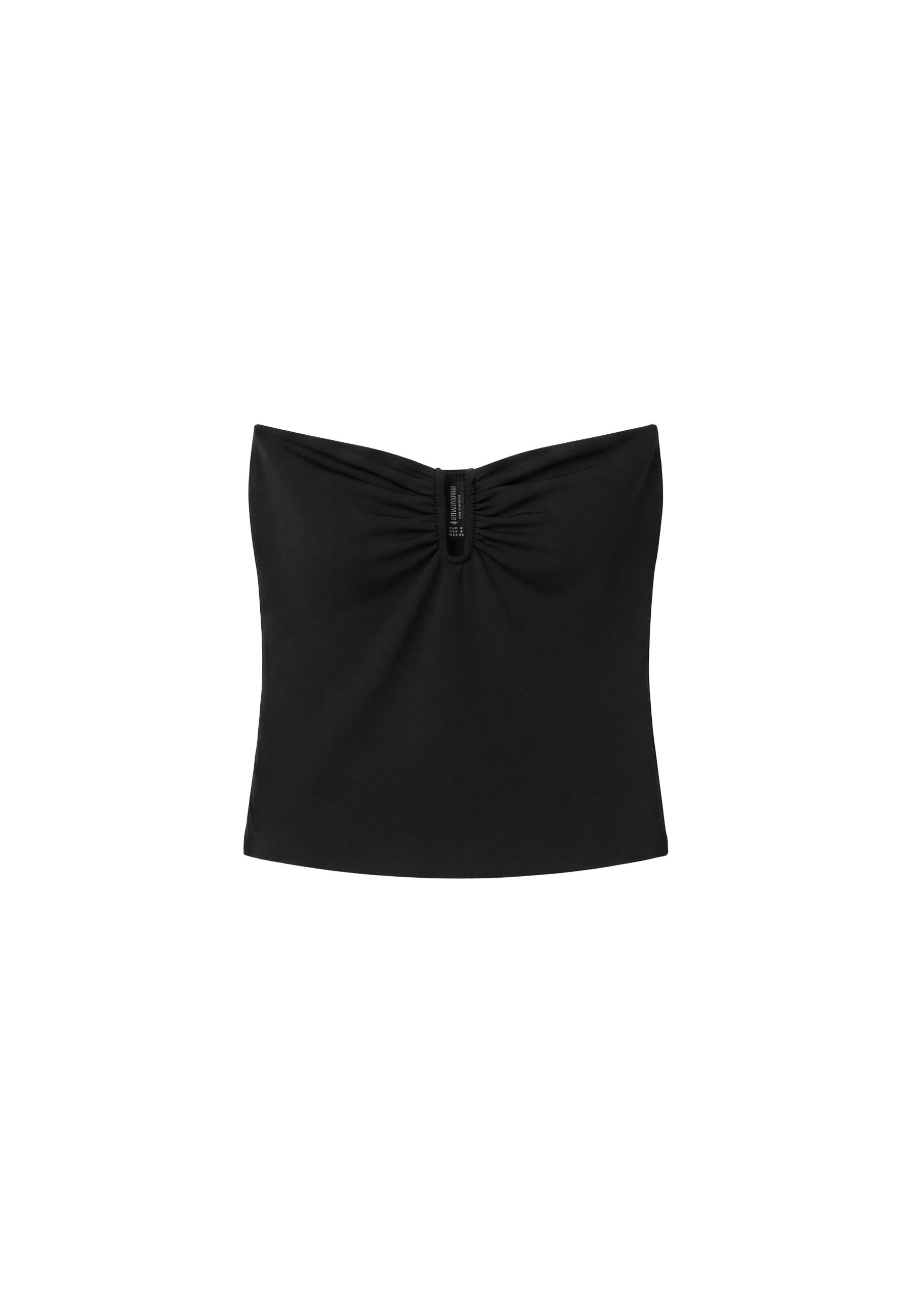 Draped crop top — Black