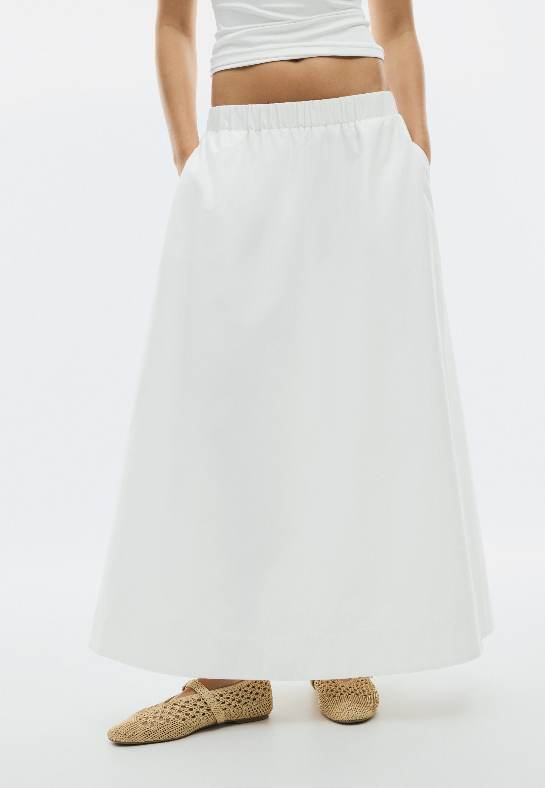 Poplin layered skirt — White