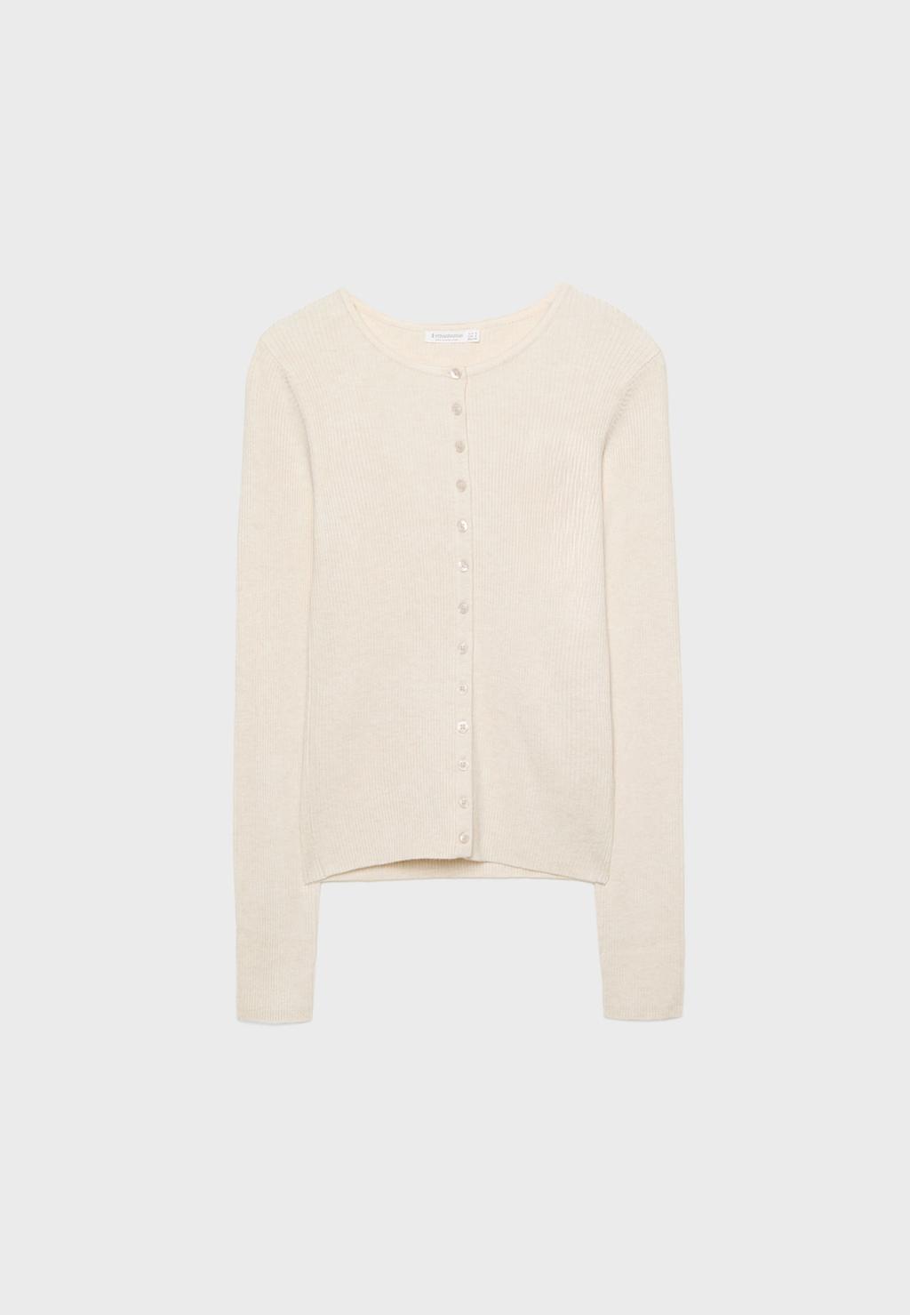Chaqueta de punto canalé botones